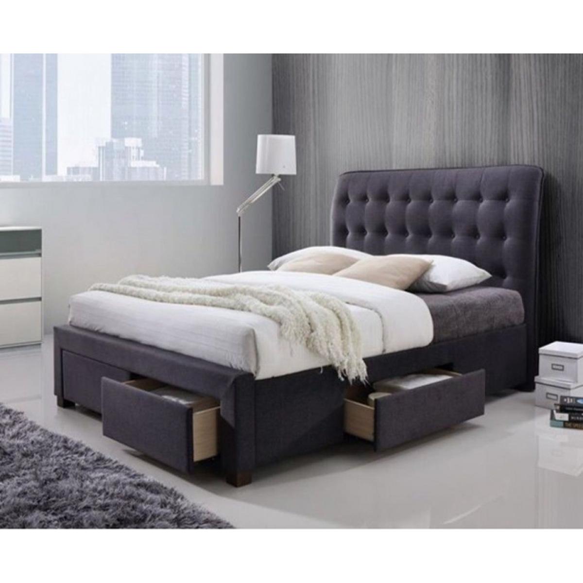 Zara Dark Grey Fabric 4 Drawer Modern Storage Bed Frame